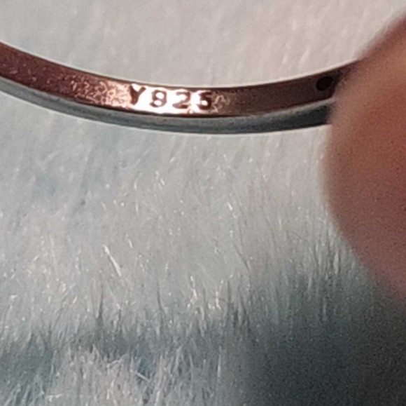 Blue topaz pear shape ring, with CZ, set in rodium over sterling silver, size 9 - Picture 8 of 8